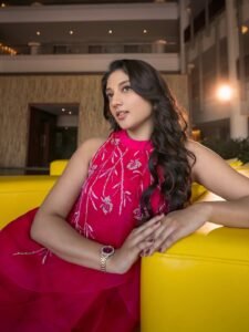 Ritika Nayak Glows in Pink Embroidered Sleeveless Dress Photos (5)