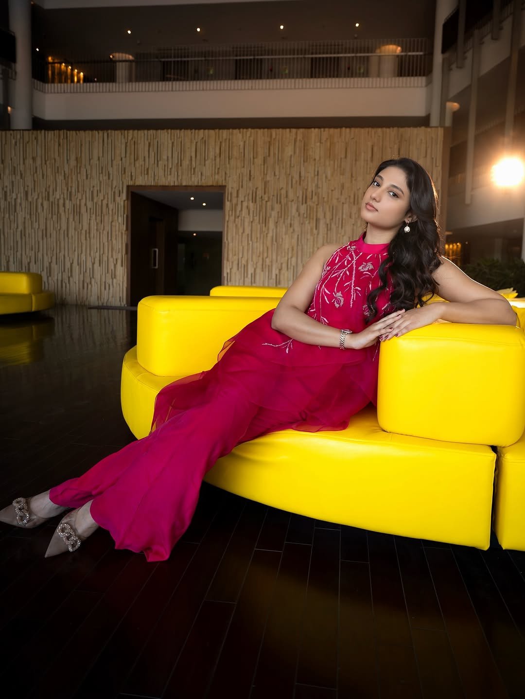 Ritika Nayak Glows in Pink Embroidered Sleeveless Dress Photos (6)