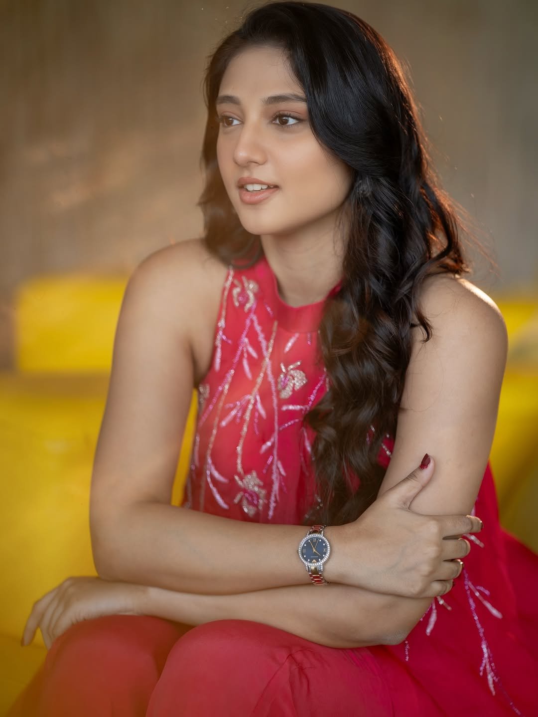 Ritika Nayak Glows in Pink Embroidered Sleeveless Dress Photos (7)