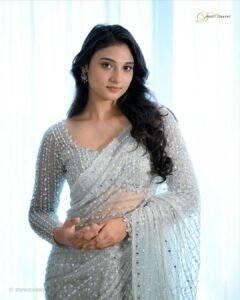 Ritika Nayak Looks Stunning in Silver Sequin Saree Photos (4)