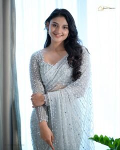 Ritika Nayak Looks Stunning in Silver Sequin Saree Photos (6)