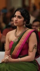 Rukmini Vasanth Glamorous in Maroon Saree and Gold Jewelry (5)