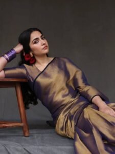 Rukmini Vasanth Traditional Look in Purple Silk Saree (12)