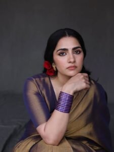 Rukmini Vasanth Traditional Look in Purple Silk Saree (3)