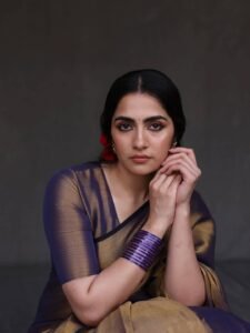 Rukmini Vasanth Traditional Look in Purple Silk Saree (4)