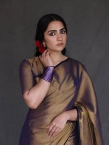 Rukmini Vasanth Traditional Look in Purple Silk Saree (5)