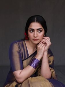 Rukmini Vasanth Traditional Look in Purple Silk Saree (9)