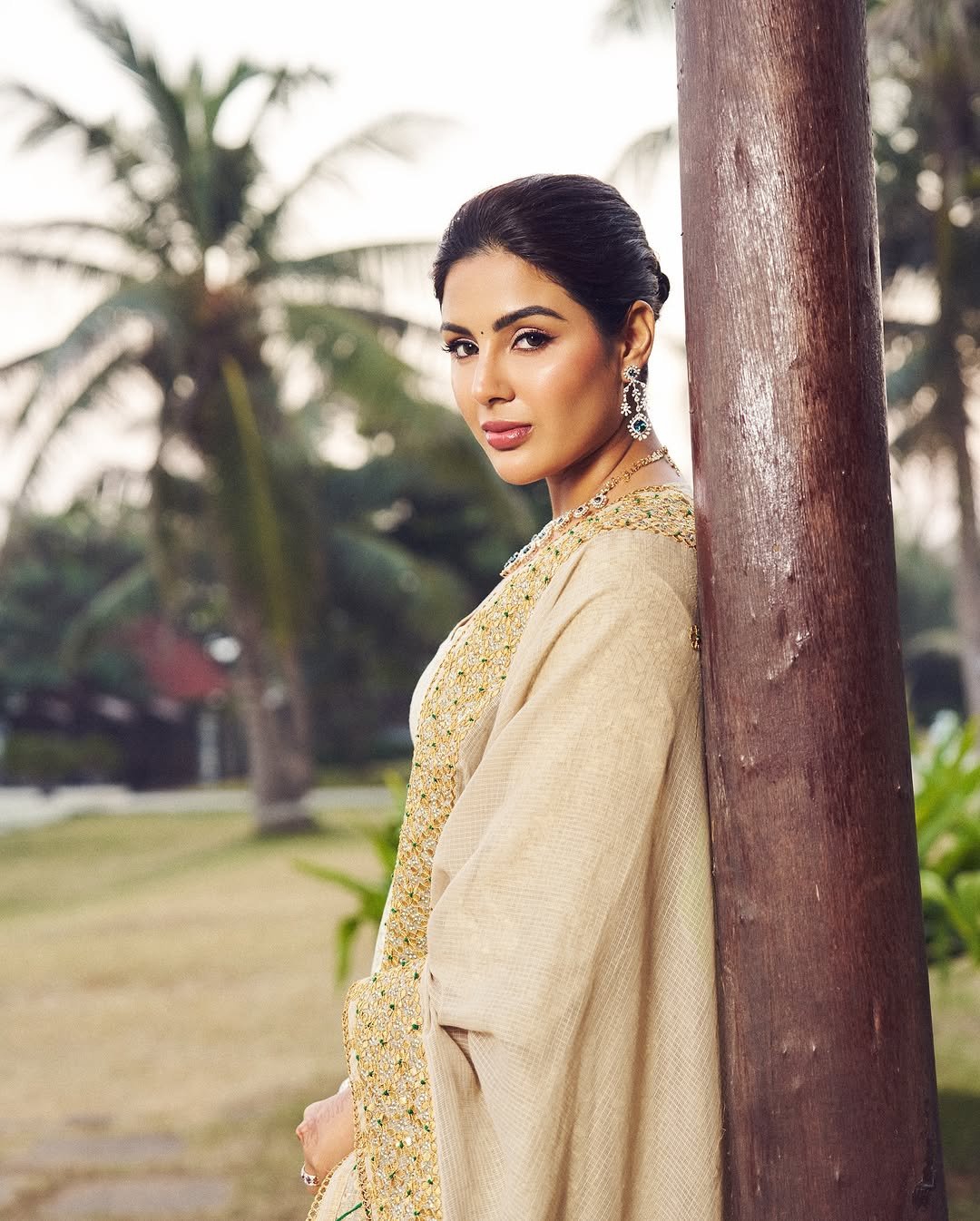 Samyuktha Regal Gold Gown Evening Indoor Shoot (13)