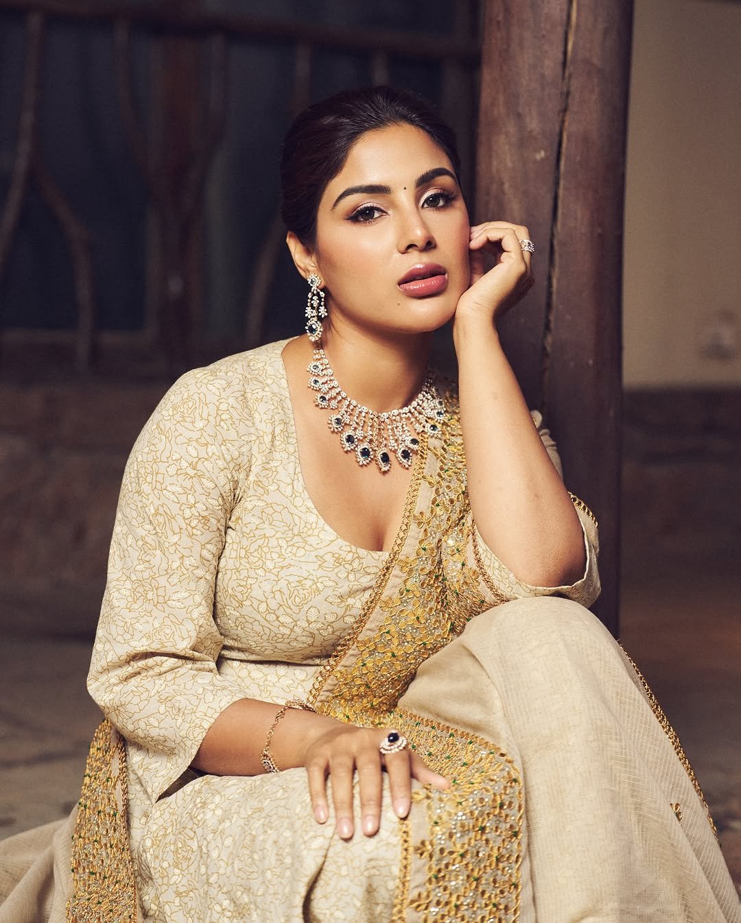 Samyuktha Regal Gold Gown Evening Indoor Shoot (15)