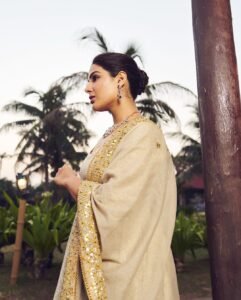 Samyuktha Regal Gold Gown Evening Indoor Shoot (5)