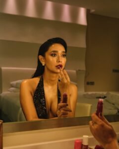 Sayani Gupta Bold in Black Sequin Plunge Dress (14)