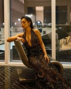 Sayani Gupta Bold in Black Sequin Plunge Dress (24)