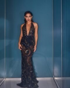 Sayani Gupta Bold in Black Sequin Plunge Dress (25)