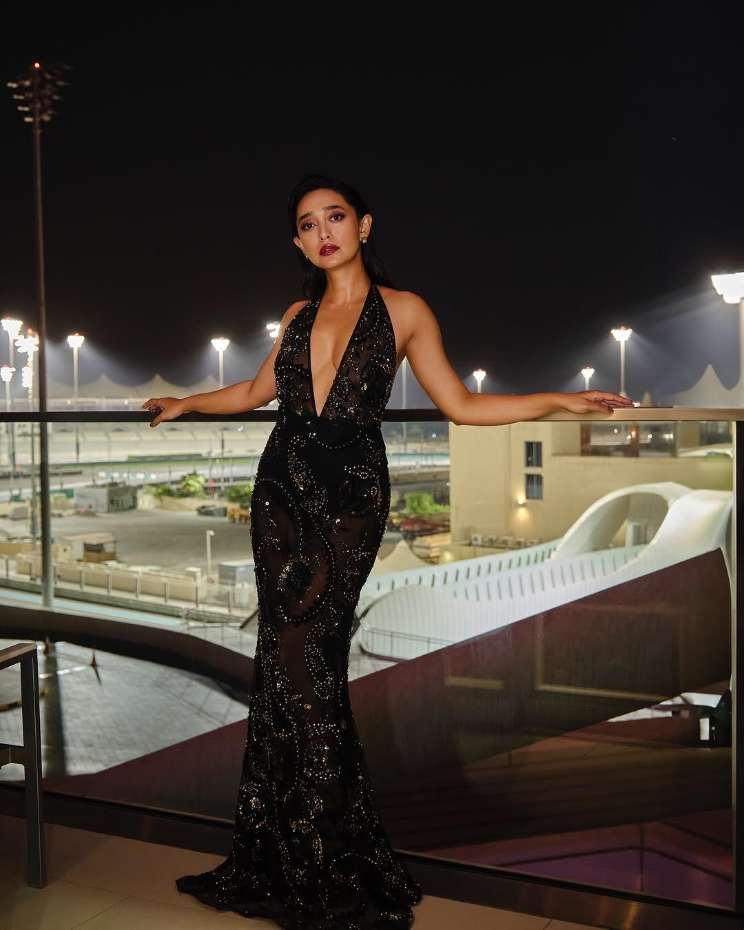 Sayani Gupta Bold in Black Sequin Plunge Dress (29)