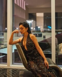 Sayani Gupta Bold in Black Sequin Plunge Dress (9)