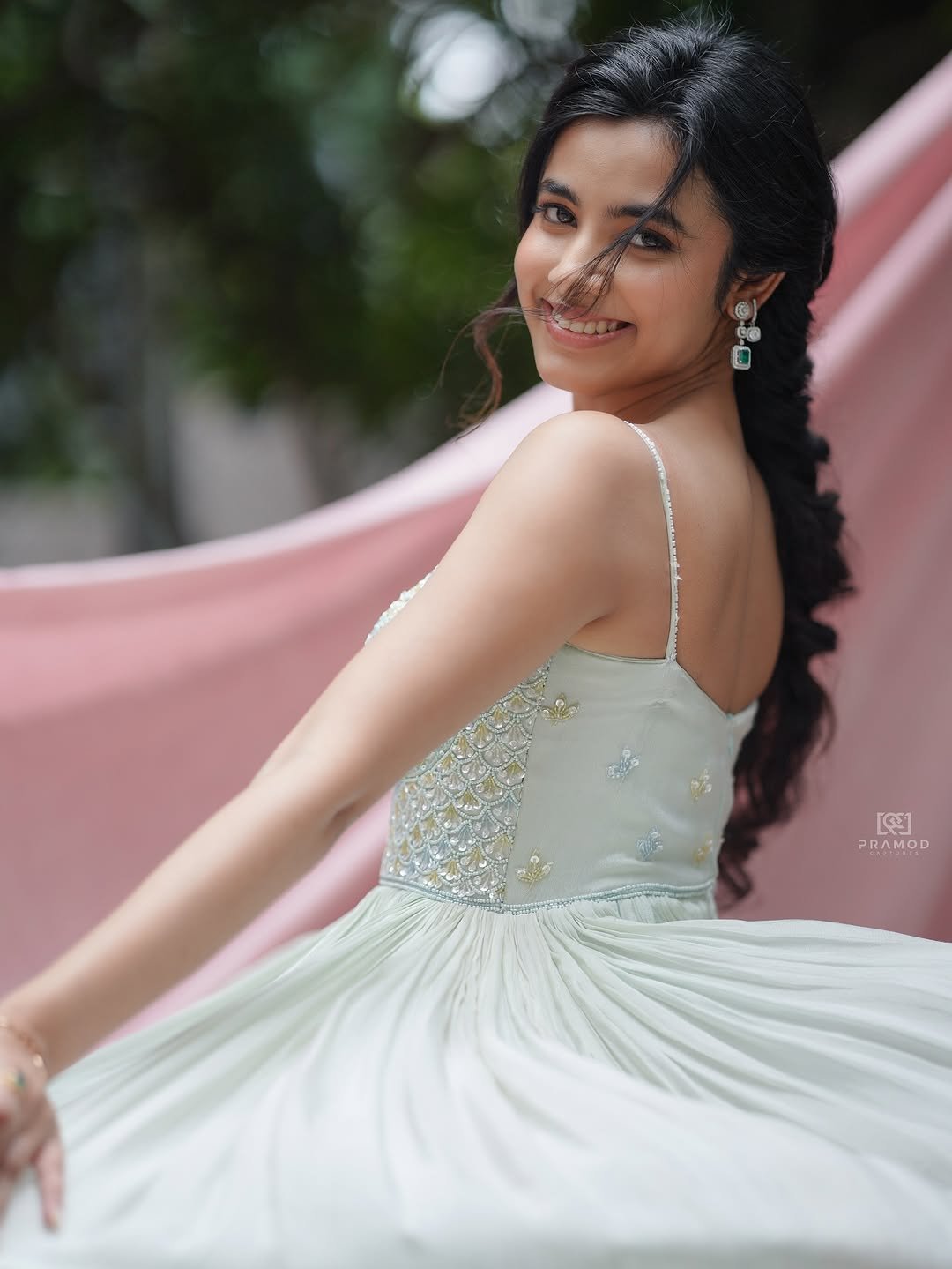 Shivani Nagaram Flowy Pastel Gown Elegant Outdoor Shoot (1)