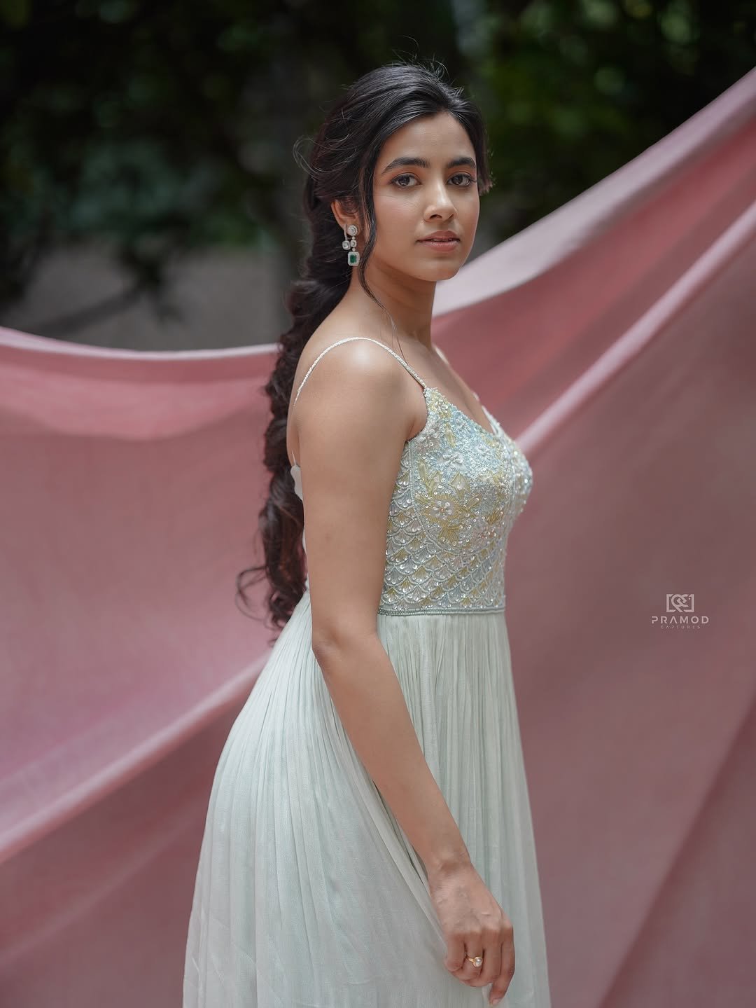 Shivani Nagaram Flowy Pastel Gown Elegant Outdoor Shoot (4)