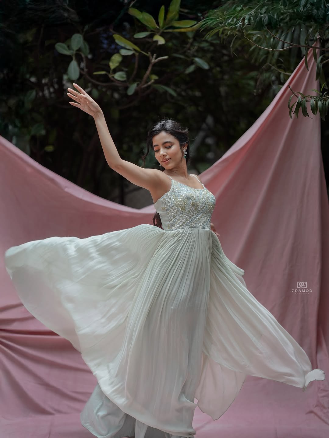 Shivani Nagaram Flowy Pastel Gown Elegant Outdoor Shoot (7)