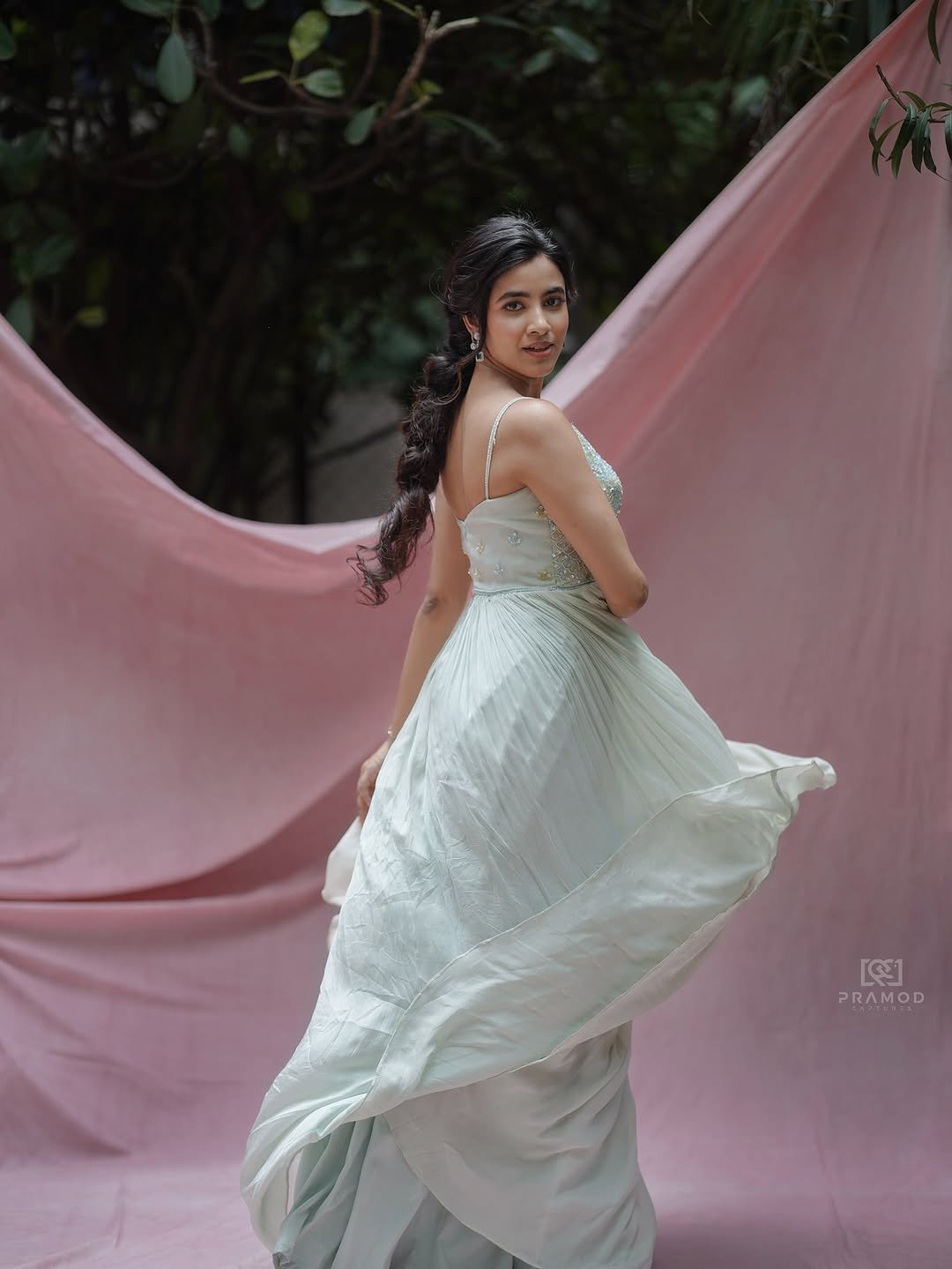 Shivani Nagaram Flowy Pastel Gown Elegant Outdoor Shoot (8)