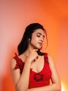 Shivani Nagaram Stunning Red Embroidered Gown Vibrant Shoot (2)