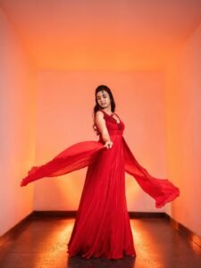 Shivani Nagaram Stunning Red Embroidered Gown Vibrant Shoot (3)