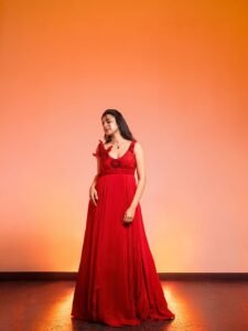 Shivani Nagaram Stunning Red Embroidered Gown Vibrant Shoot (4)