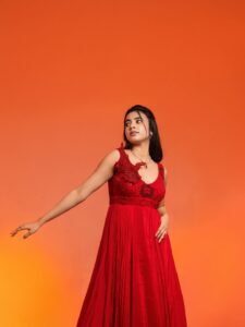 Shivani Nagaram Stunning Red Embroidered Gown Vibrant Shoot (6)