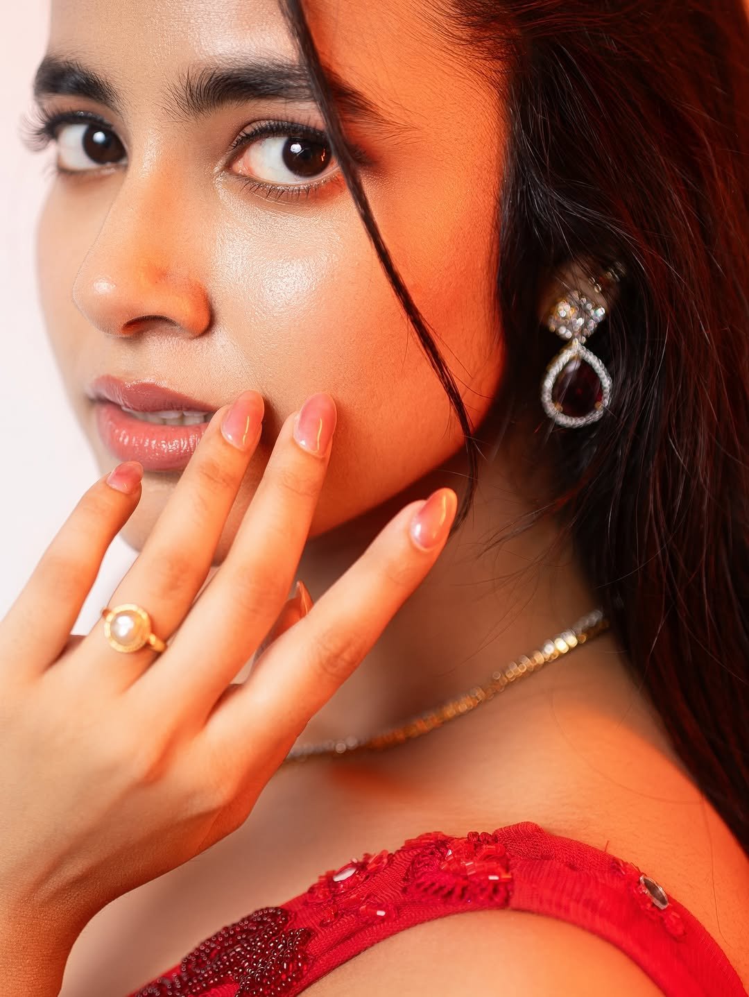 Shivani Nagaram Stunning Red Embroidered Gown Vibrant Shoot (7)