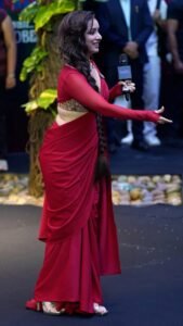 Shraddha Kapoor Graceful in Red Saree (9)