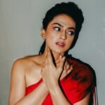 Shraddha Srinath Bold in Dramatic One-Shoulder Red Ruched Gown (15)