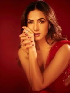 Sonal Chauhan Mesmerizes in Red Sequin Saree Photos (13)