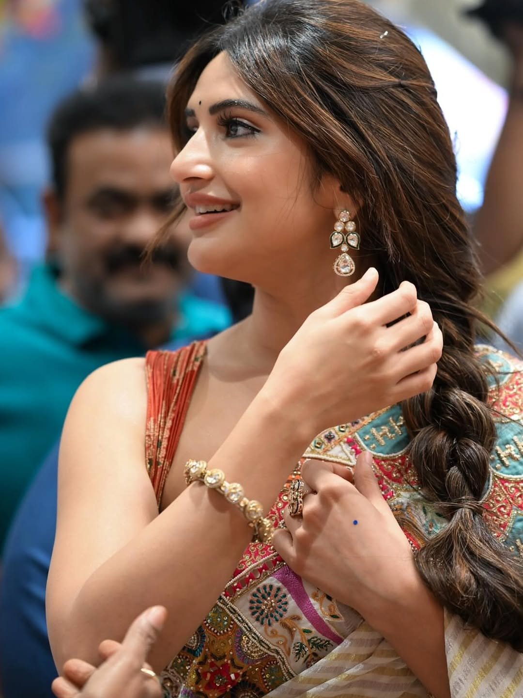 Sreeleela Radiant in Colorful Embroidered Saree (8)