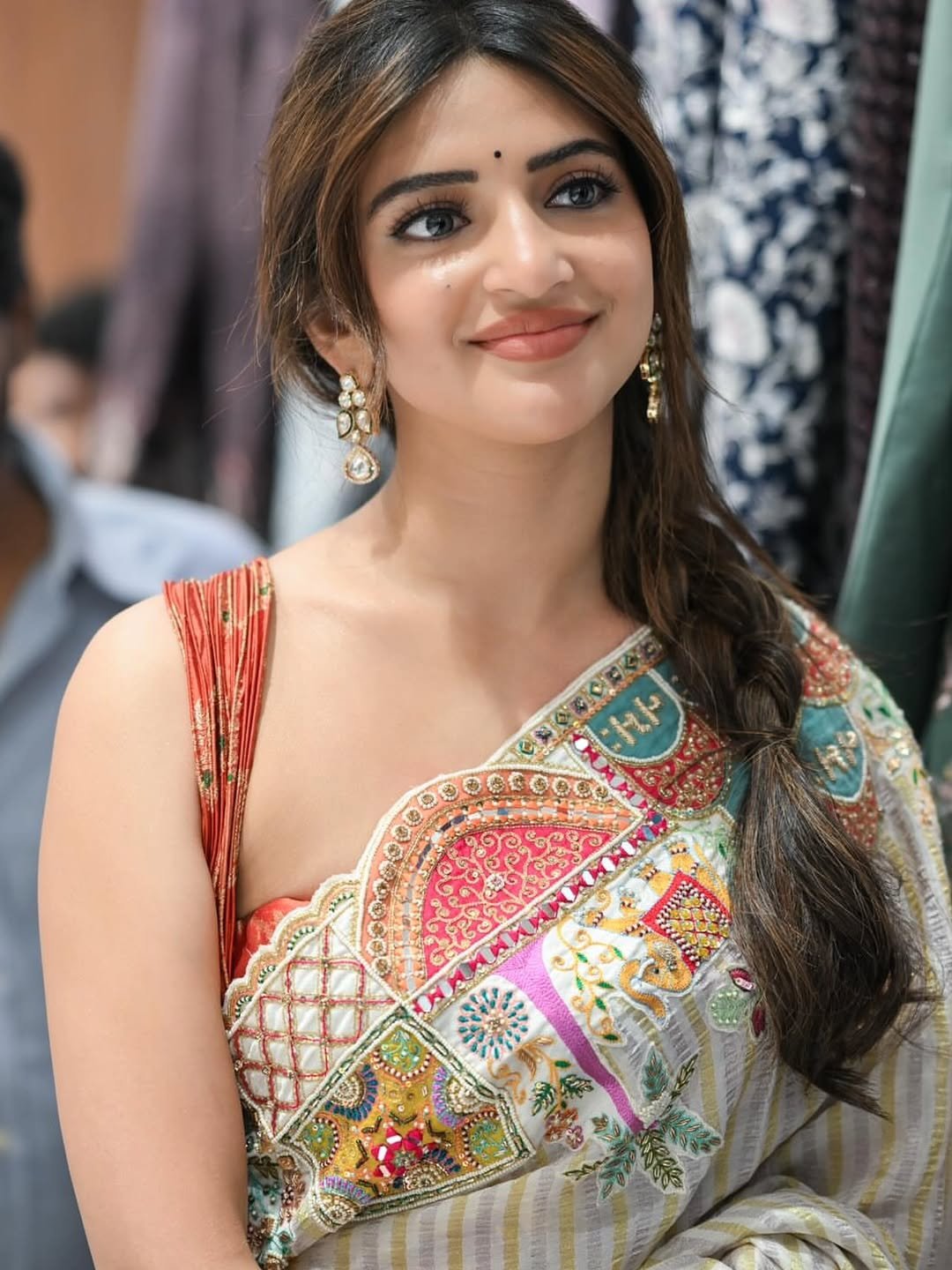 Sreeleela Radiant in Colorful Embroidered Saree (9)