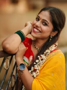 Srija Dhammu Smiling in Yellow Saree (11)
