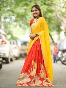 Srija Dhammu Smiling in Yellow Saree (17)