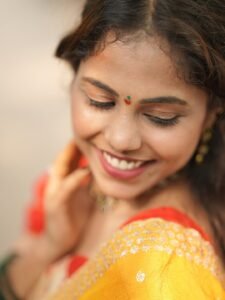 Srija Dhammu Smiling in Yellow Saree (5)