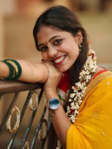 Srija Dhammu Smiling in Yellow Saree (6)
