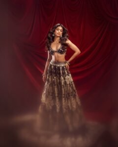 Trisha Shetty Glamorous Lehenga Shoot on Red Backdrop (11)