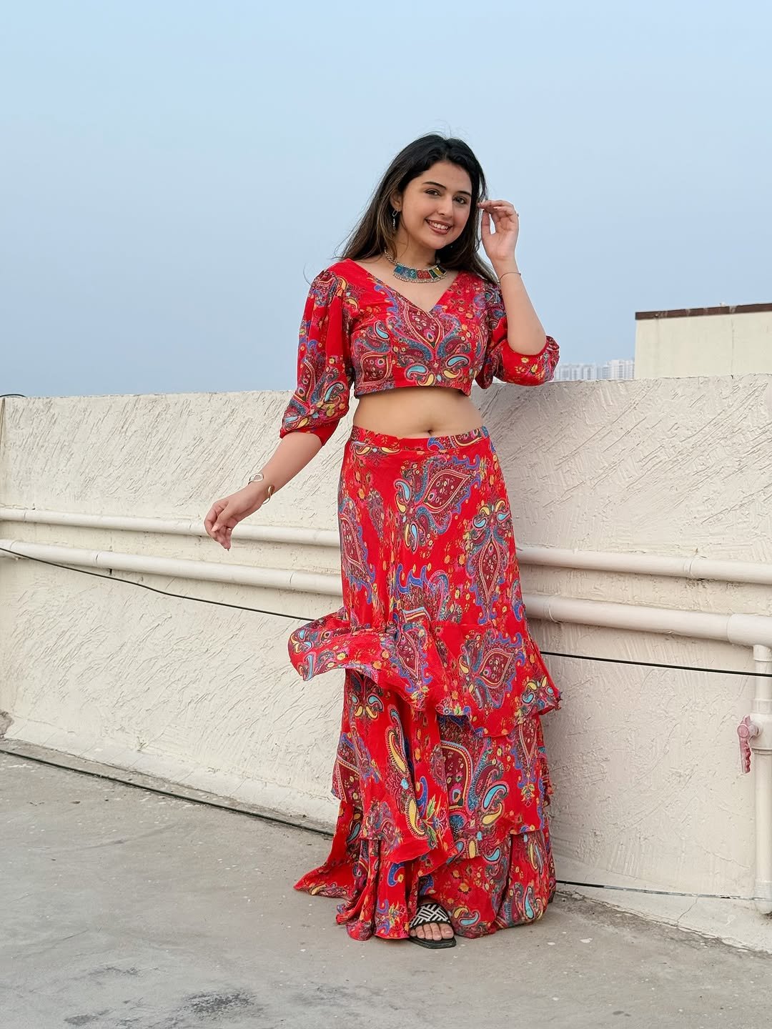Vedvika Soni Glows in Red Printed Dress (1)