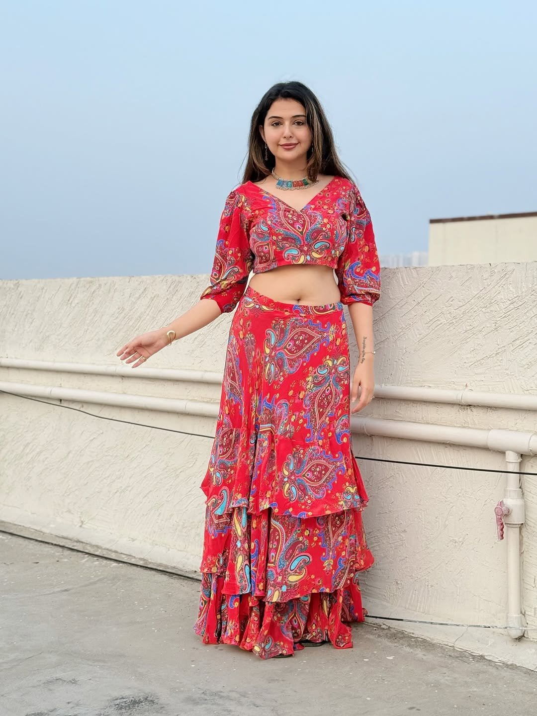 Vedvika Soni Glows in Red Printed Dress (11)