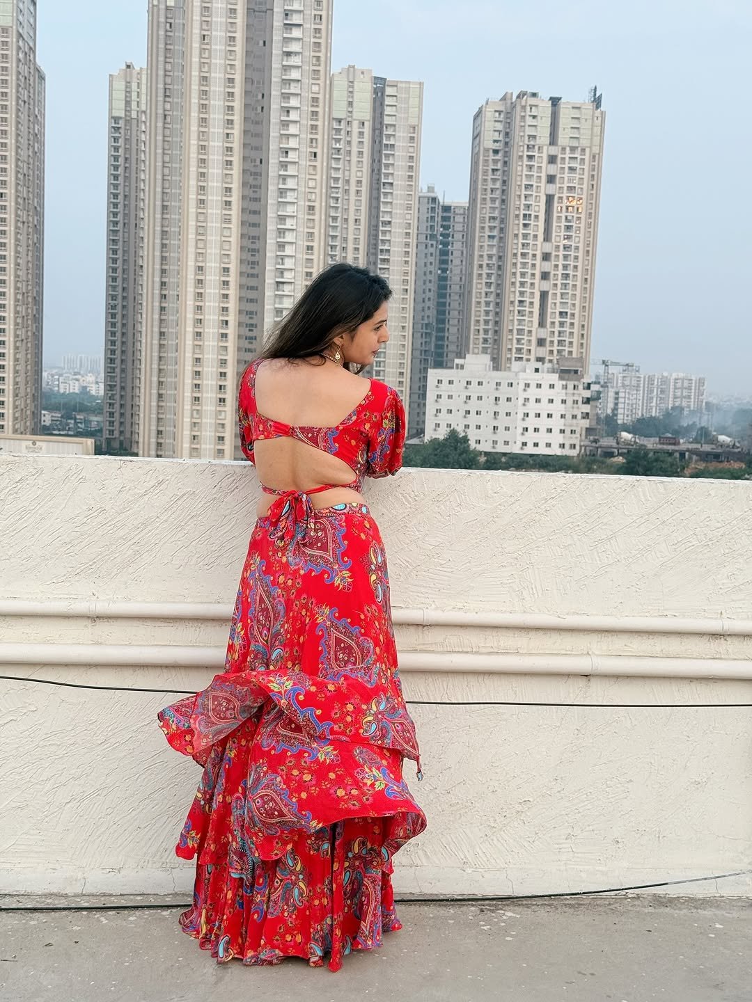 Vedvika Soni Glows in Red Printed Dress (2)