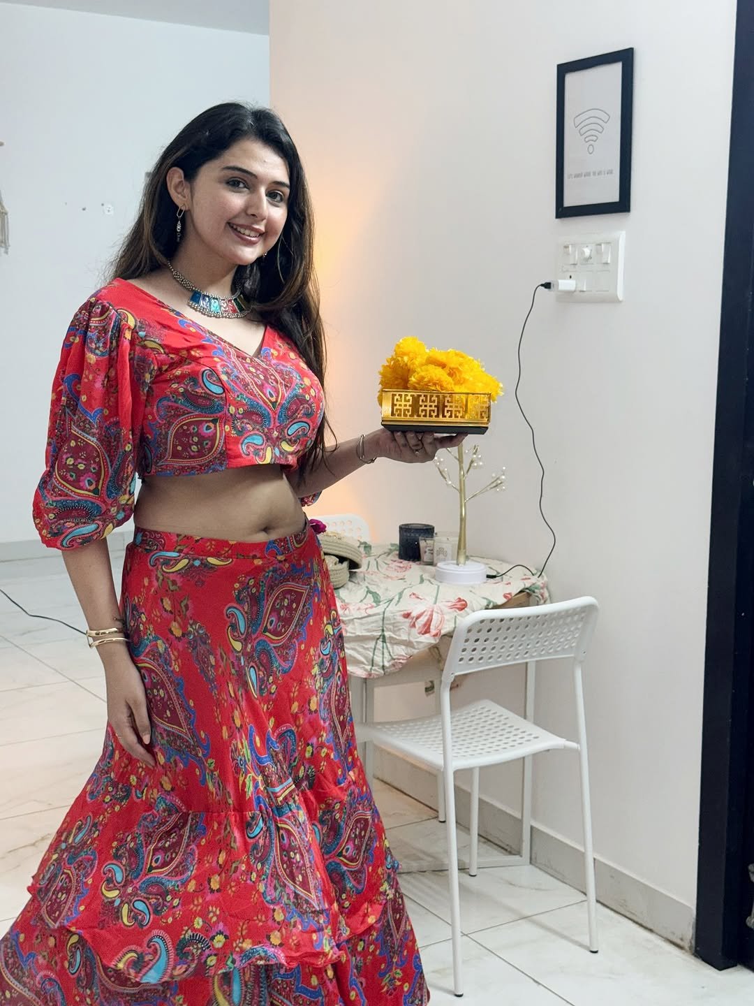Vedvika Soni Glows in Red Printed Dress (4)
