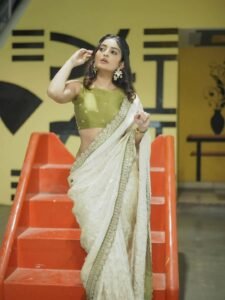 Ananya Nagella White & Green Saree Look – Latest HD Images (7)