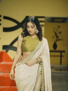 Ananya Nagella White & Green Saree Look – Latest HD Images (8)