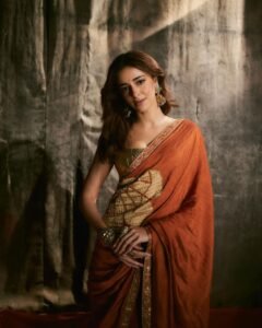Ananya Panday in powder-blue georgette saree with silver zari during 2025 shoot