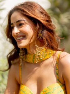 Ananya Panday in golden-yellow Banarasi saree with floral zari during shoot