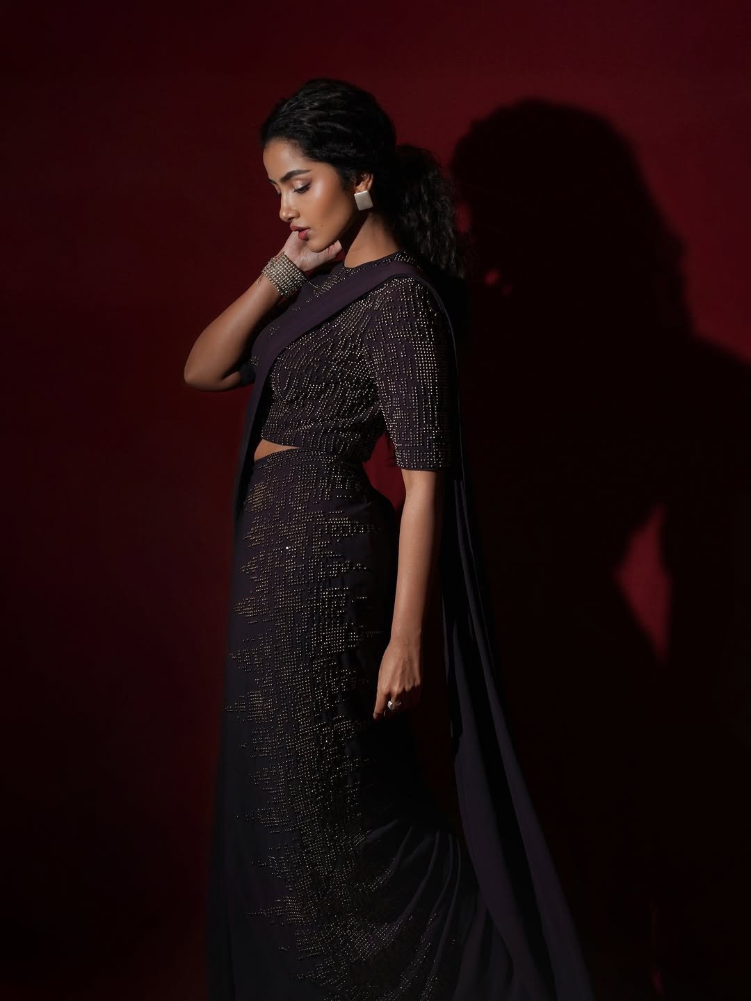 Anupama Parameswaran Elegant Black Saree Photoshoot – Stunning HD Images (6)