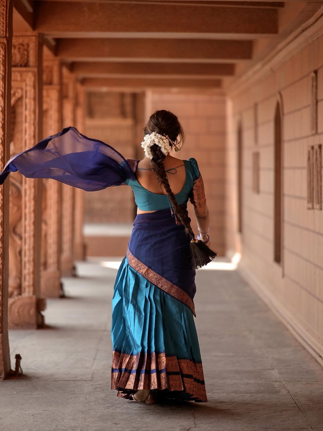 Eesha Rebba Blue Saree Photoshoot – Elegant Traditional Look (14)