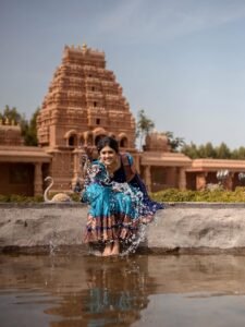 Eesha Rebba in royal blue Kanchipuram saree with silver zari