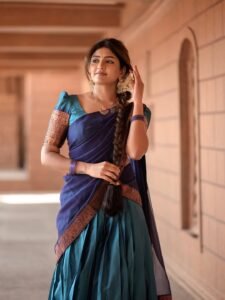 Eesha Rebba elegant blue saree HD photos – ActorFacts exclusive